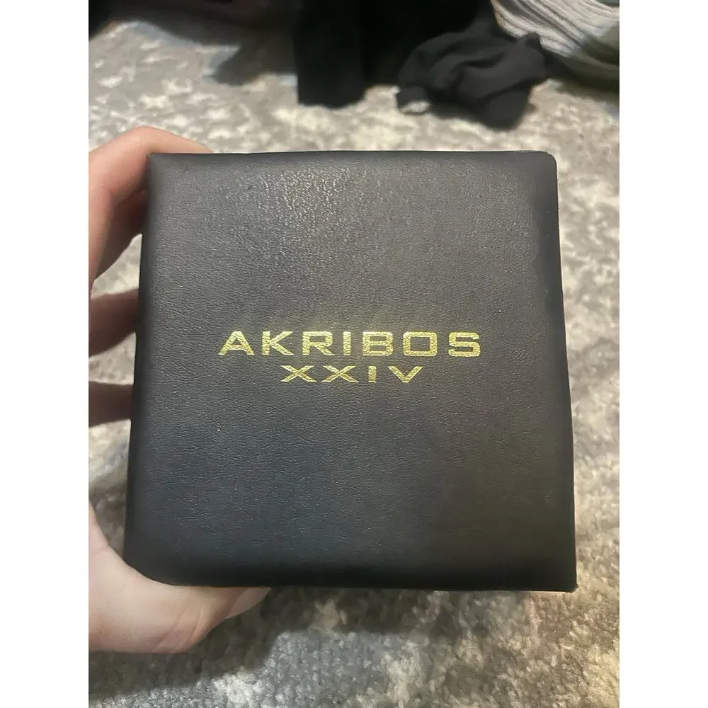 Akribos XXIV Men's‎ Black Leather Watch xxiv ak734